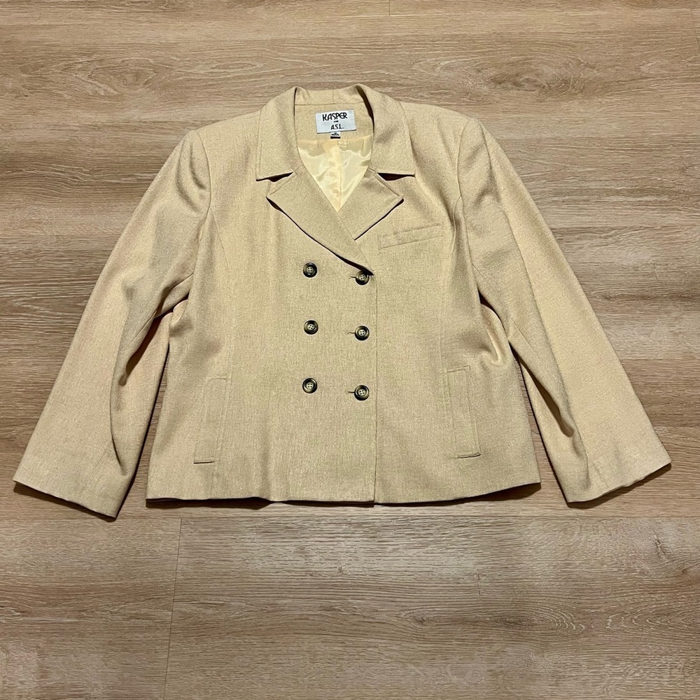 Kasper ALS Double-Breasted Button Up Yellow‎ Blazer Women’s Size 16 - Picture 5 of 15